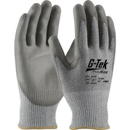 PIP G-Tek PolyKor Industry Grade Seamless Knit Blended Glove Polyurethane Coated Flat Grip, Medium, 12pk 16-564/M